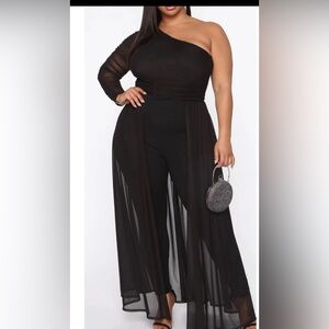 NWT Fashion Nova Ladies XL Black Better Be Sure Mesh Jumpsuit